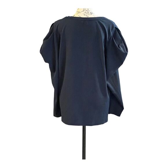 NWOT G Giuliana Navy Puff Slv Crepe Knit Top Size 1X - Picture 3 of 7